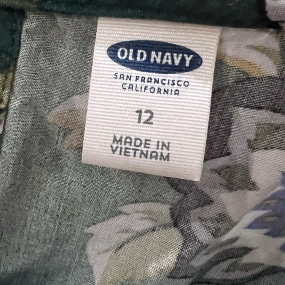 Old Navy long bell sleeve green and blue floral dress size 12 - Picture 4 of 5